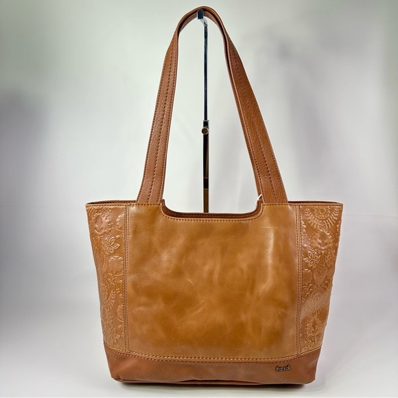 NWT Women’s The Sak DeYoung Tan Embossed Leather Shoulder Tote Bag - Picture 5 of 9
